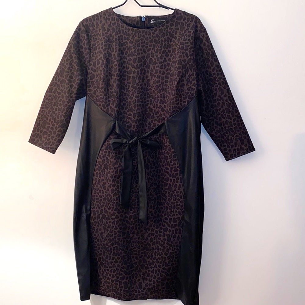 NY&Co Leopard Sheath Dress, Black, SZ XL